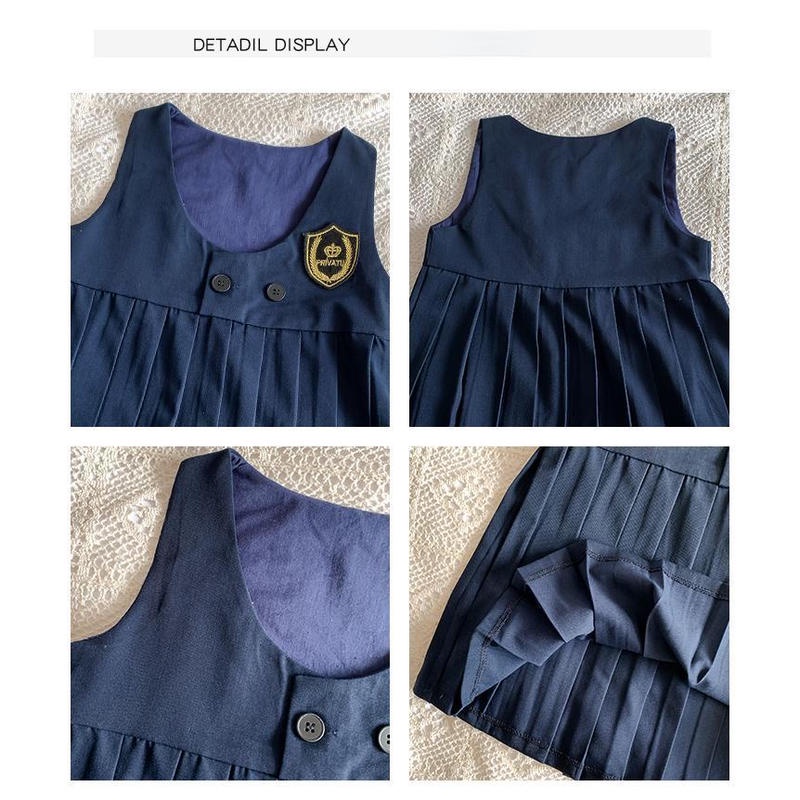 Bộ Áo Sơ Mi Tay Ngắn Kèm Chân Váy Thời Trang Mùa Hè Hàn Quốc Cho Bé Gái