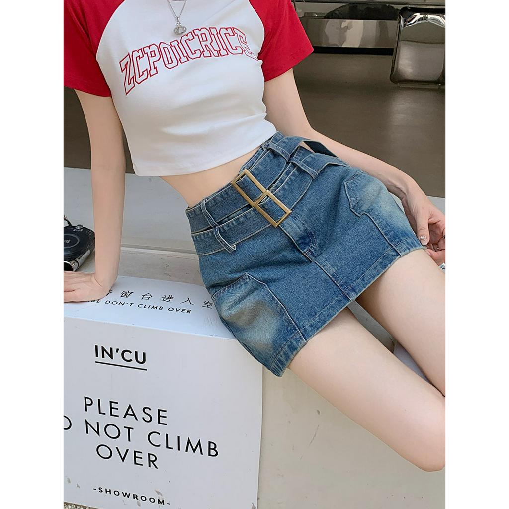 Chân váy jean Lưng Cao Dáng Ôm Phong Cách Cổ Điển Thời Trang Mùa Hè Mới Cho Nữ