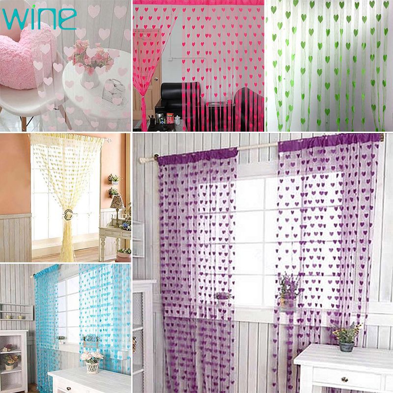 Rèm Cửa Họa Tiết Trái Tim Trang Trí Nội Thất 100x200cm
