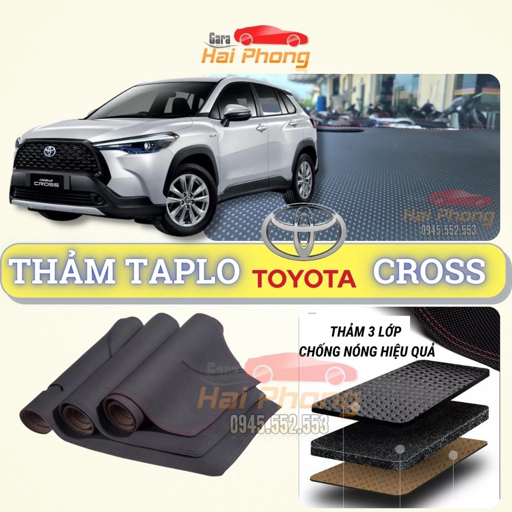 Thảm taplo Toyota Cross 2020 - 2022 dập vân Cacbon cao cấp, chống nóng ô tô hiệu quả
