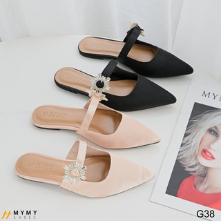 Guốc bệt lụa quai cài đá G38 my my shoes