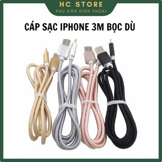 Cáp sạc iphone chân Lightning 3m Bọc Dù Chắc Chắn Tiện Lợi _ cáp iphone/samsung/oppo