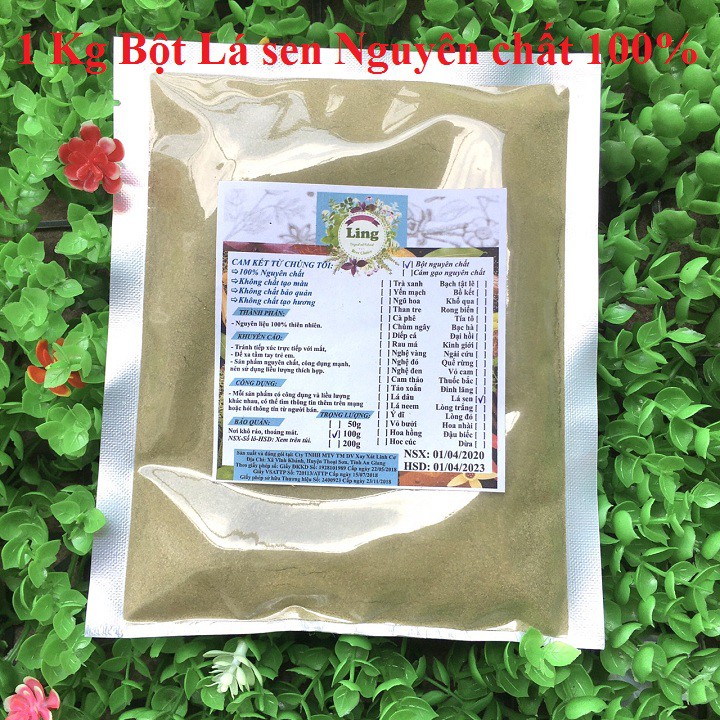 Bột Lá sen 1 Kg có giấy VSATTP và ĐKKD nguyên chất thiên nhiên 100% dùng để đắp mặt đa công dụng