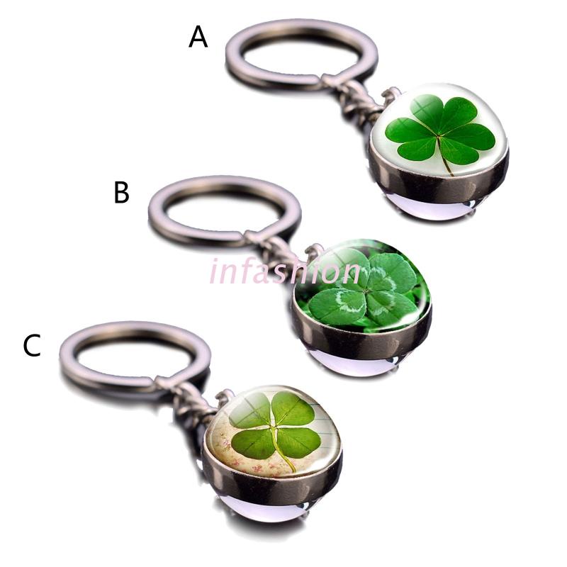 Móc khóa cỏ 3/4 lá phát sáng trong tối