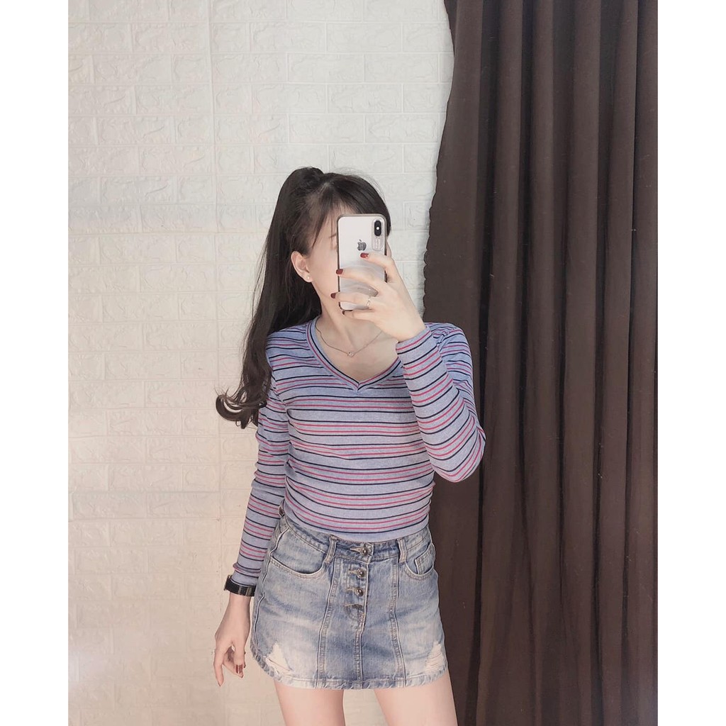 Áo Body Tay Dài Cổ Tim
