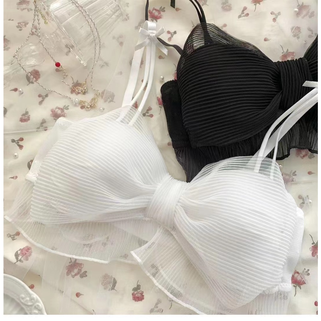 Áo Ngực Gấp Gọn Đính Nơ Không Gọng Thoải Mái Dễ Thương Thời Trang Mùa Hè Mới Cho Bạn Gái Mặc Trong Mùa Hè