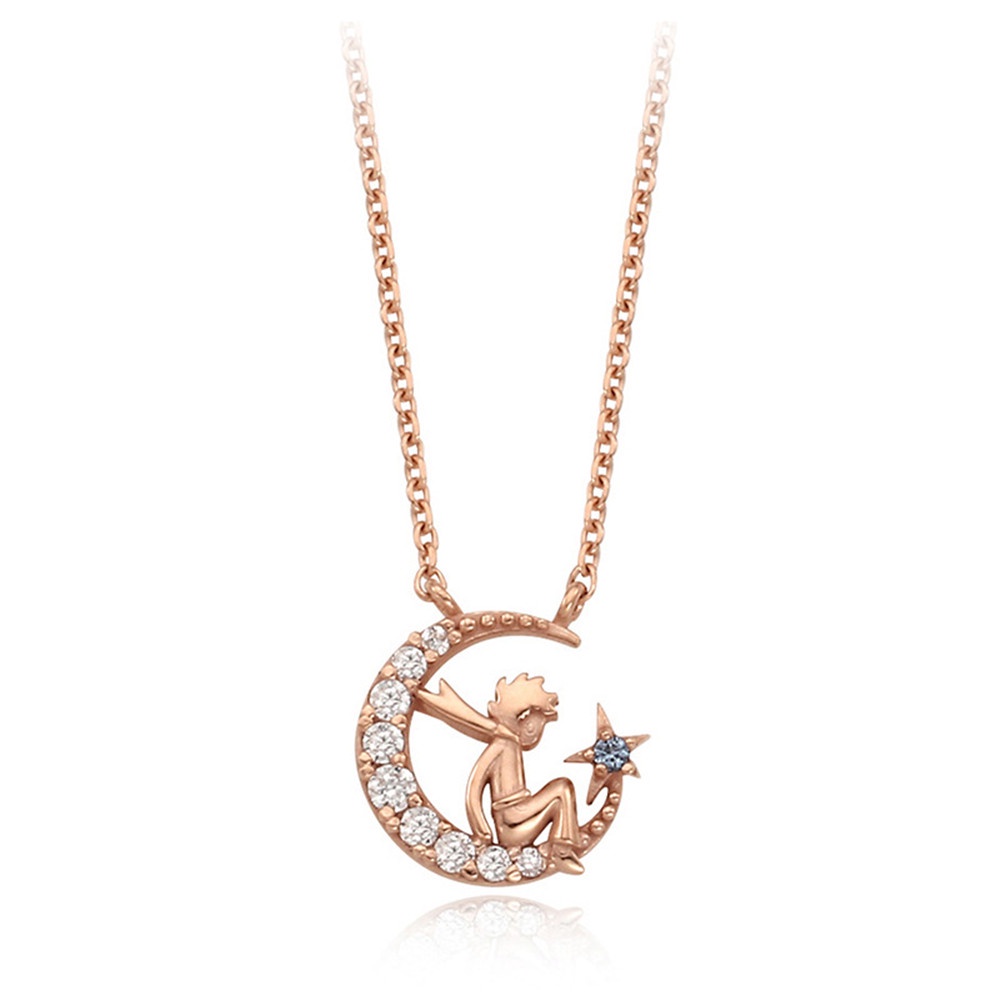 Vòng cổ mặt hình mặt trăng đính kim cương đơn giản thời trang