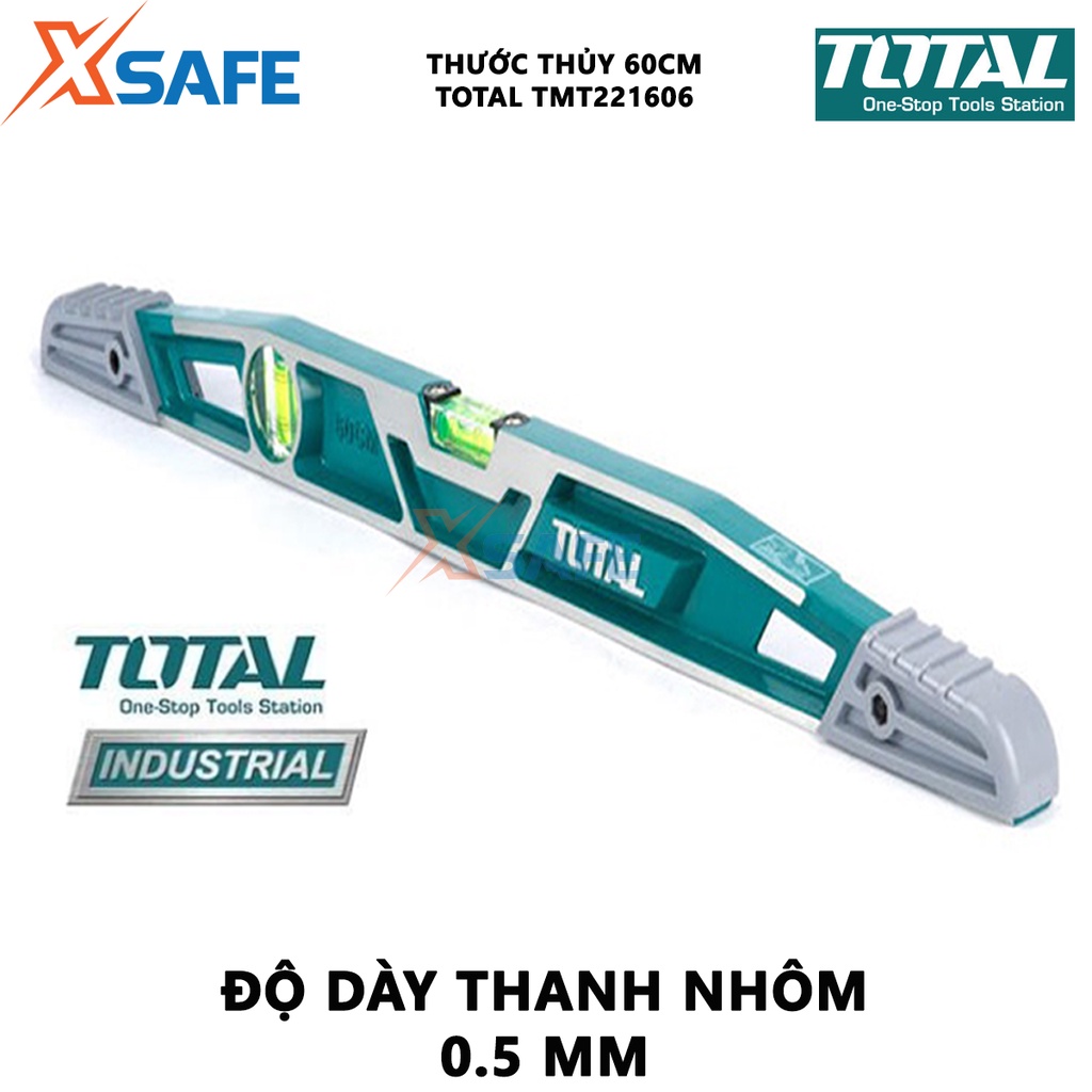 Thước thủy TOTAL TMT221606 Thước nivo gọn nhẹ, chịu lực, chống hư hại tốt, dùng đo độ nghiêng, độ dốc, góc nghiêng