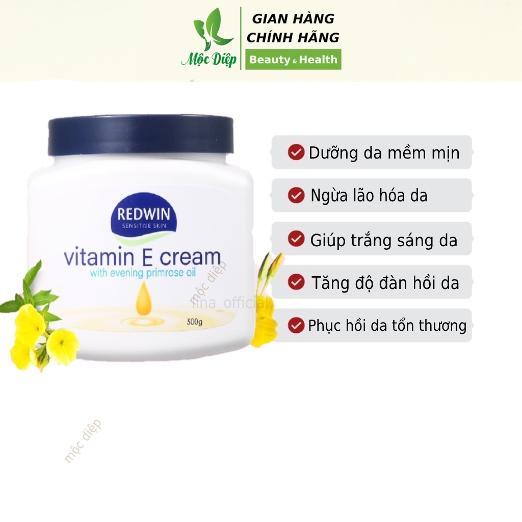 Kem dưỡng ẩm da vitamin E Redwin Cream 300g Úc - Kem chống nẻ dưỡng trắng da mịn màng - Mộc Diệp