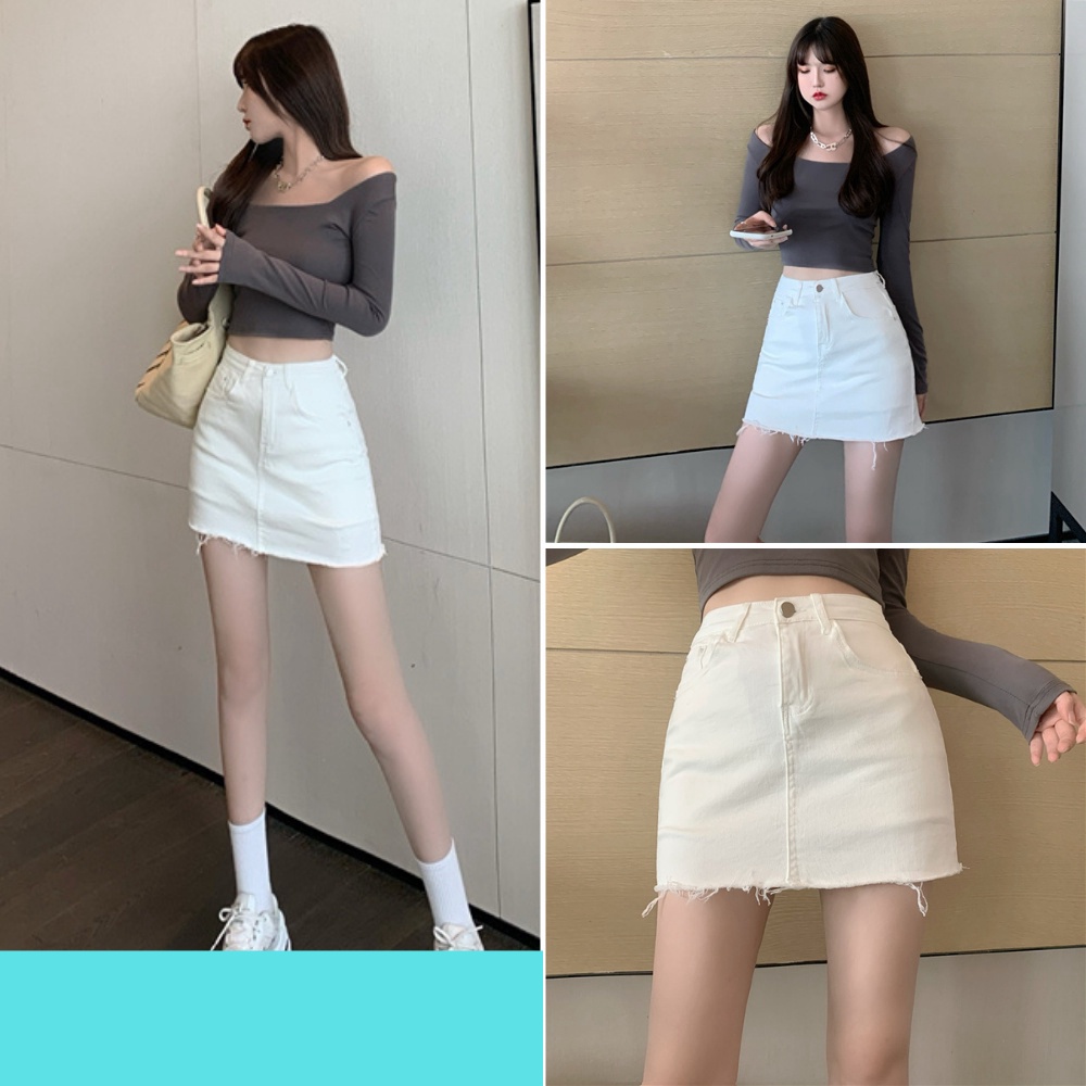 Chân váy nữ, chân váy kaki jeans màu trắng đen size S M L SKUCV-10B 1990clother