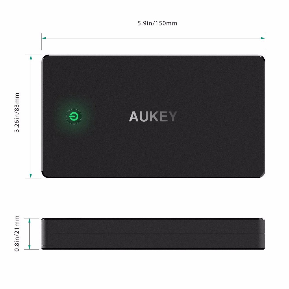 Pin sạc dự phòng Aukey PB-N36 20000mAh 2 cổng input/output (Đen) - Hàng Chính Hãng