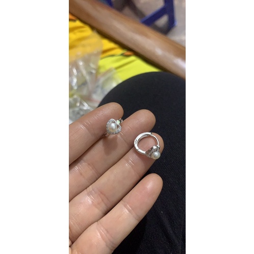 Khuyên tai hoa nhí tròn bạc thật siêu nét NGỌC MẬU trăng sao