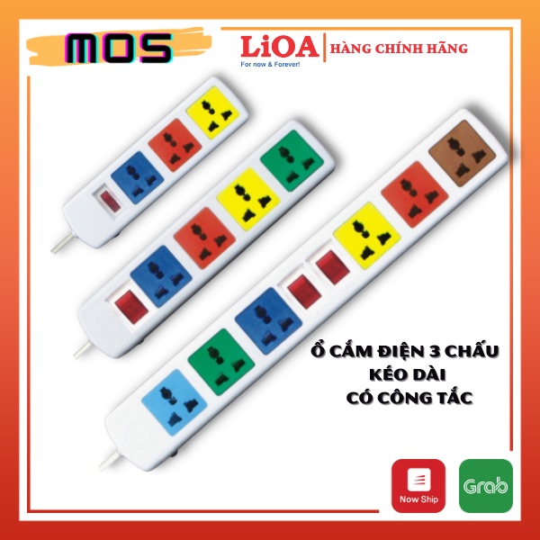 Ổ cắm điện ba chấu ⚡⚡1 đổi 1⚡⚡ kéo dài 3 mét/5 mét có công tắc bảo vệ quá tải dùng cho các loại đầu phích cắm tiện lợi