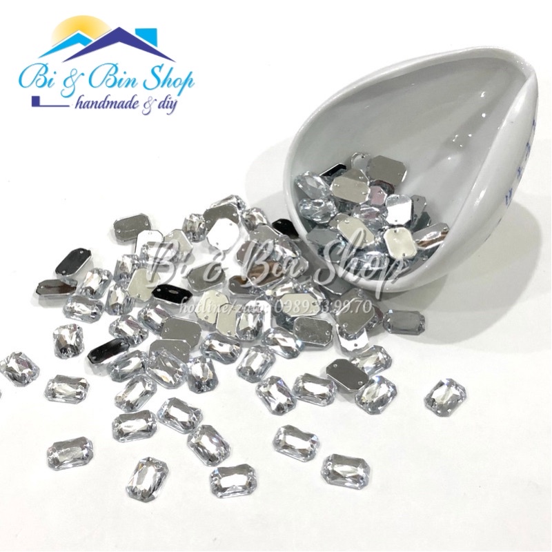 Đá Kết Chữ Nhật Đính Kết Trang Phục Thời Trang, Làm Phụ Kiện Handmade