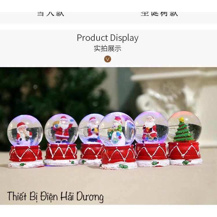 [Quà Tặng Giáng Sinh] 6 mẫu Quả cầu tuyết mini có đèn ông già noel - người tuyết - cây thông ( tặng pin ) Có video