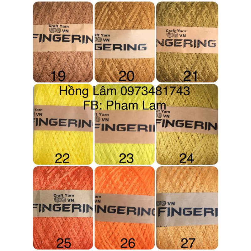 Sợi Fingering Móc Áo, Bikini...(19 tone màu tiếp theo)