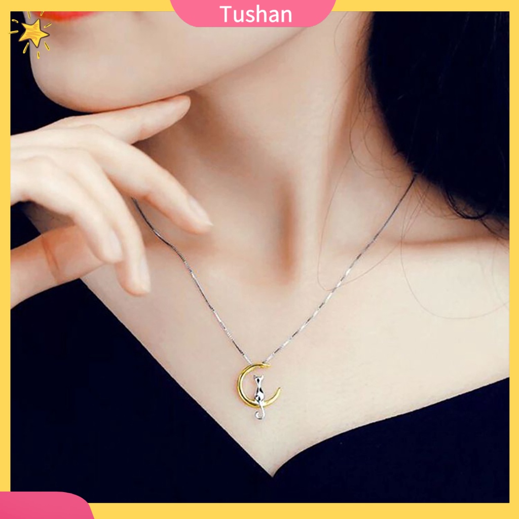 Dây Chuyền Mặt Trăng Khuyết Và Mèo Con Dễ Thương