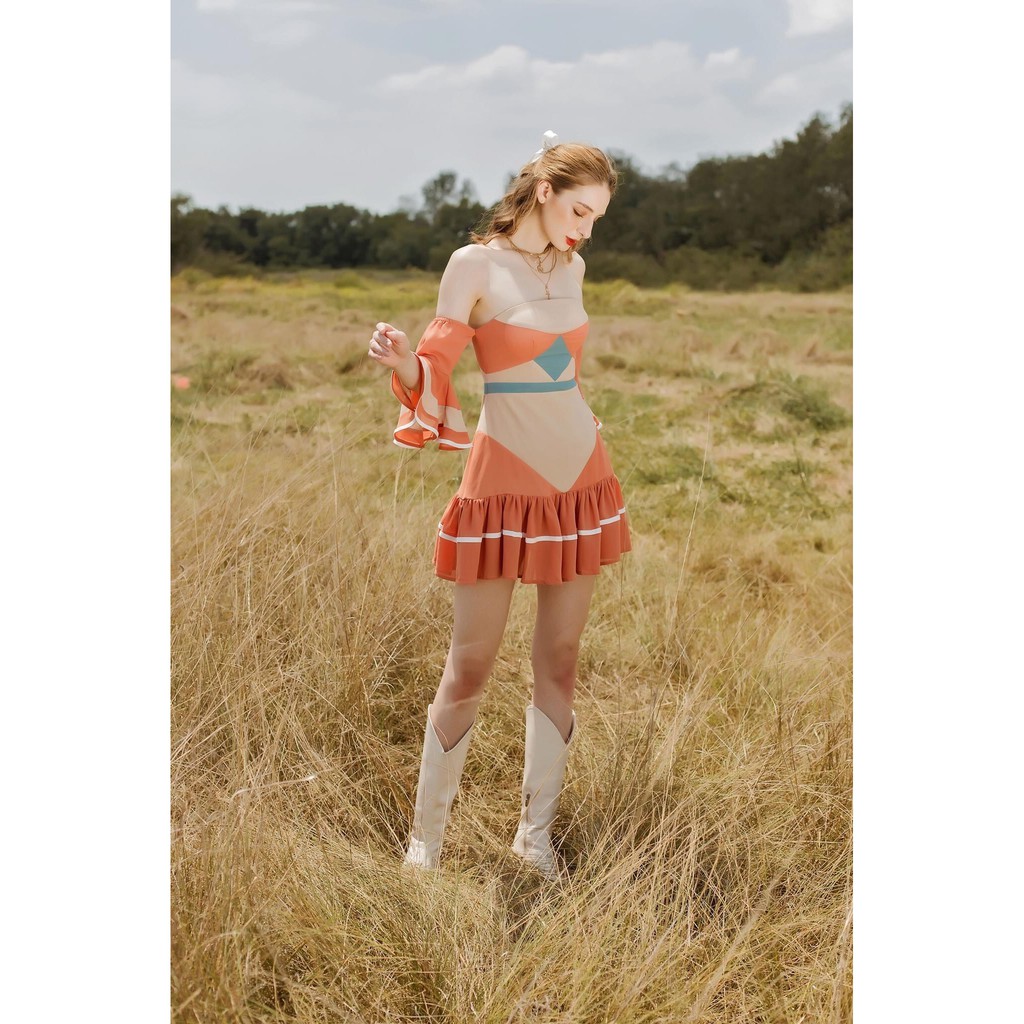 [Mã SKAMSALEP6 giảm 10% tối đa 100K đơn 150K] SÒ VINTAGE - ERY Đầm phối màu cúp ngực rớt tay loe | BigBuy360 - bigbuy360.vn