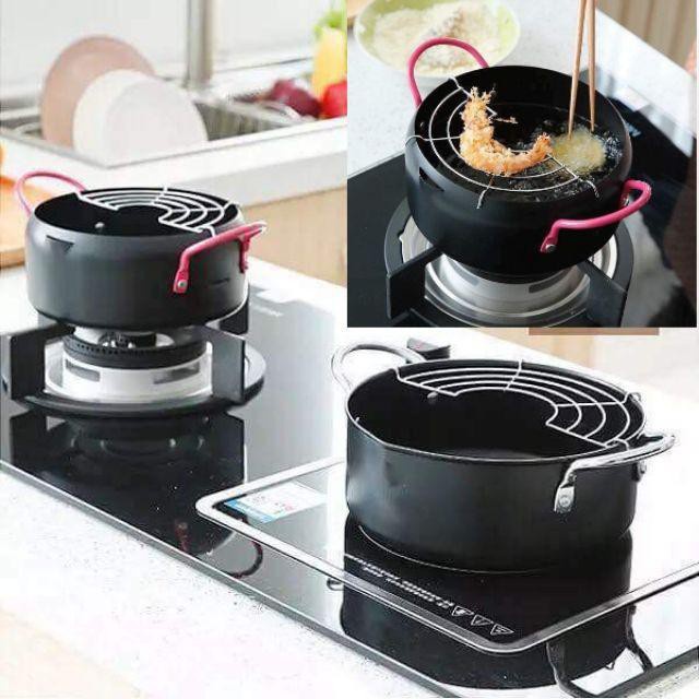 Nồi chiên lọc dầu  chống dính size 20 cm ( tặng kèm vỉ gác chảo)