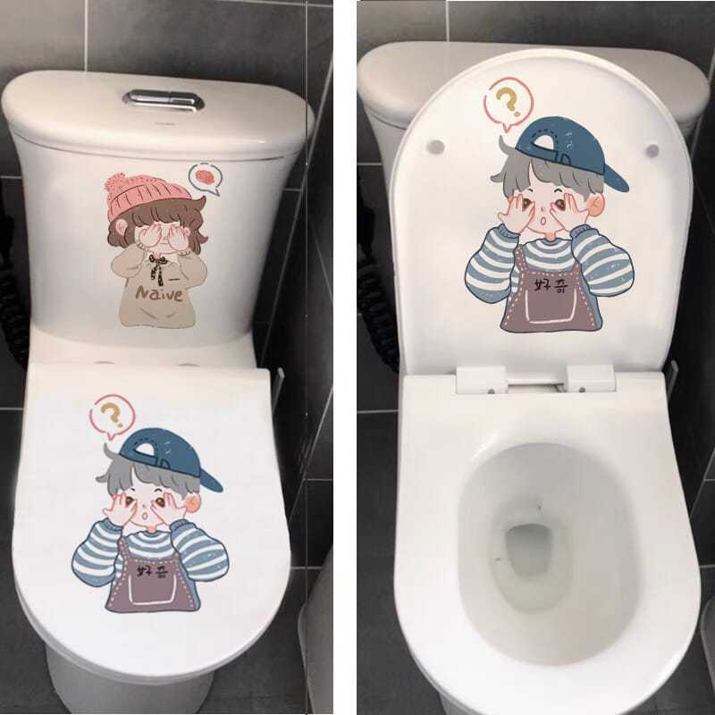 Miếng Dán Trang Trí Toilet Họa Tiết Hoạt Hình Vui Nhộn