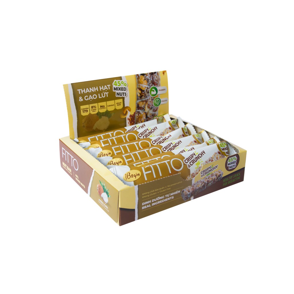 [BÁNH ĂN KIÊNG GIẢM CÂN] THANH FITTO Coconut Bar 35g Ngũ Cốc Dinh Dưỡng Gạo Lứt  Và Các Loại Hạt Điều Đậu Phộng Mè