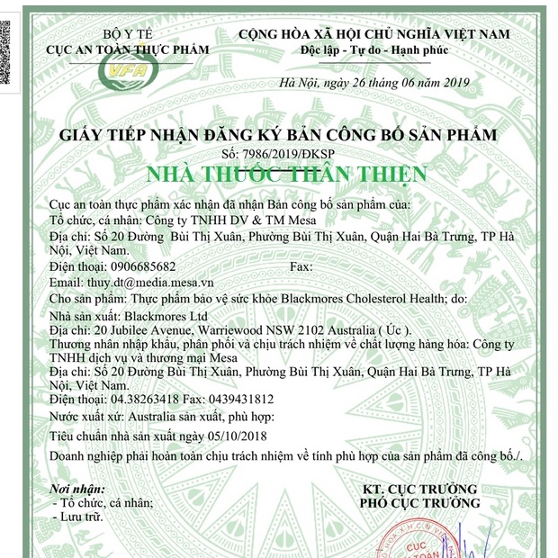 BLACKMORES CHOLESTEROL HEALTH – Hỗ trợ giảm mỡ máu, giảm nguy cơ mắc bệnh tim mạch (60 viên)
