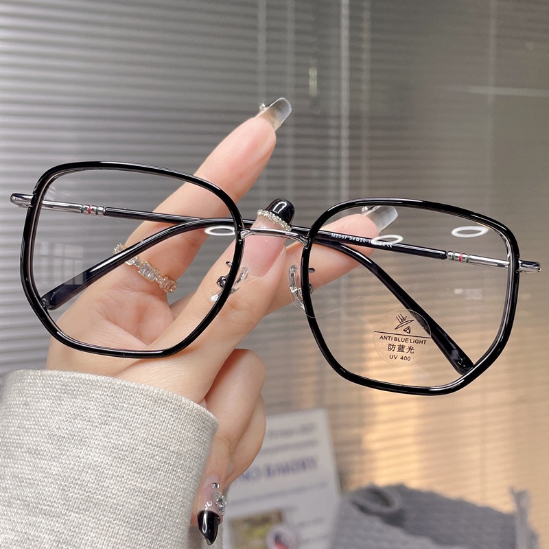 Mắt Kính Gọng Kim Loại Chống Bức Xạ Phong Cách Retro Hàn Quốc Cho Nam Nữ