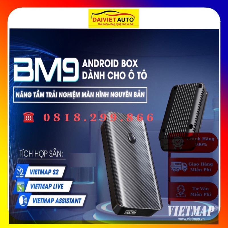 Android Box Vietmap BM9 - Hàng Chính Hãng - Bản Quyền Vietmap S2, Vietmap Live - Sim 4G | Đại Việt Auto