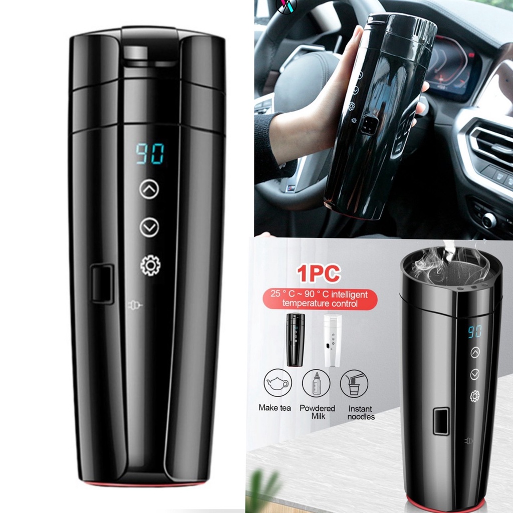 Máy đun nước, cốc nấu nước nóng 500ml cảm ứng trên xe hơi ô tô 12v-24v giúp pha trà sữa cafe, bình giữ nhiệt trên oto
