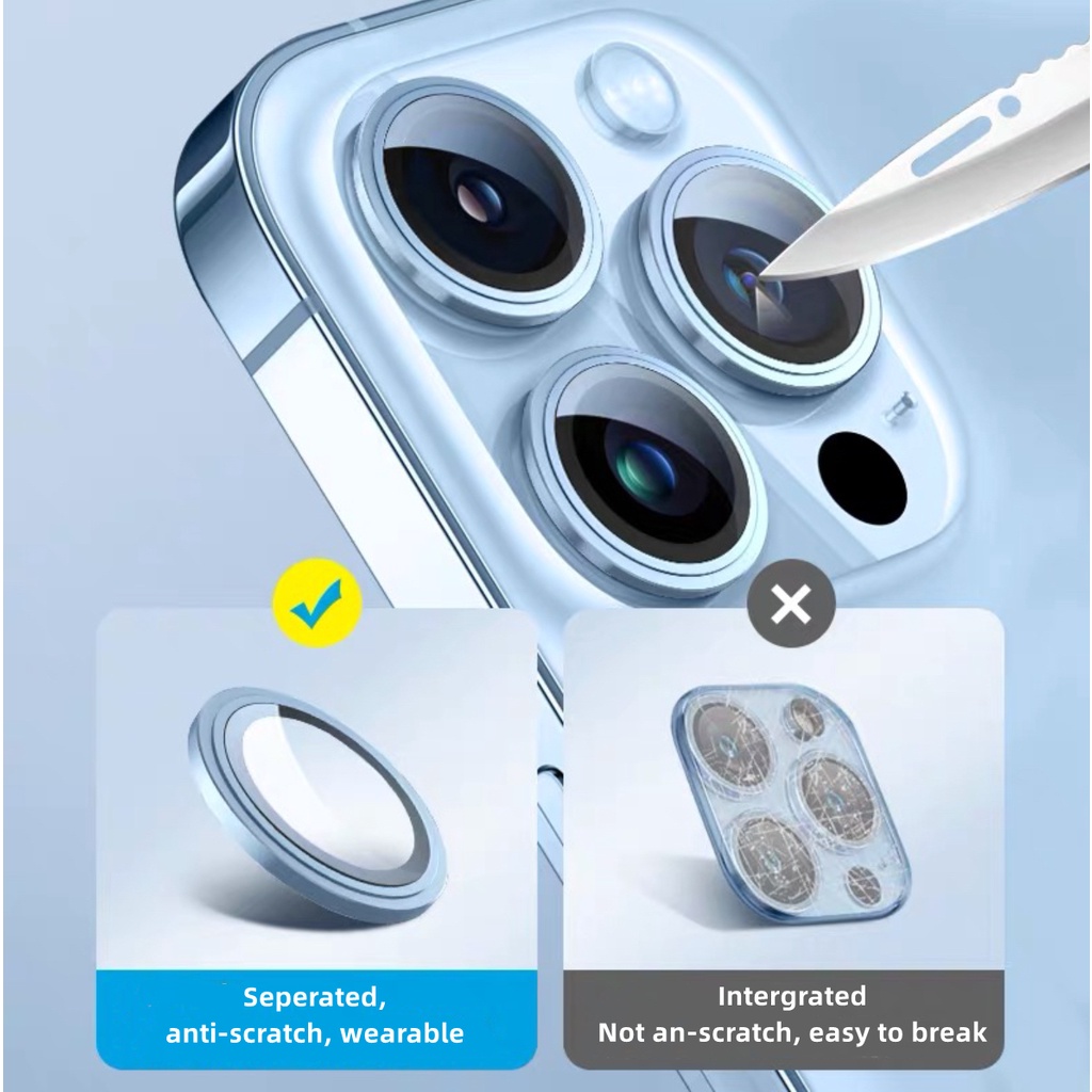 Blueo Miếng dán Camera Khung Kim Loại Bảo Vệ Camera Chống Trầy Xước Chống Thấm Nước Cho iPhone 14 Pro Max / 13 Pro Max / 12 Pro Max Sự Bảo Vệ