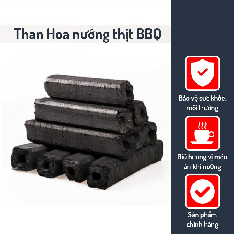 Than Hoa Nướng Thịt BBQ ❤️RẺ VÔ ĐỊCH❤️ Không Khói loại A 1kg, Không gây hại cho sức khỏe