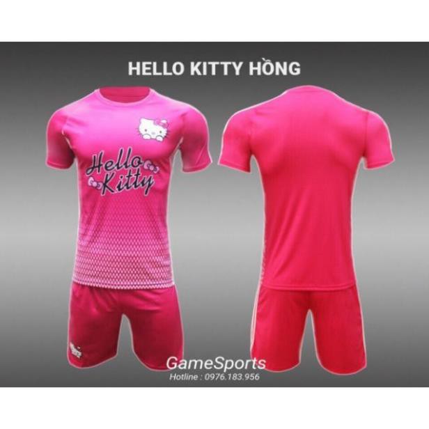 ao [ Thun thái ] Áo bóng đá không logo Hello Kitty HK01 hồng ( bộ quần áo đá bóng thiết kế ) ,., 745 🥇