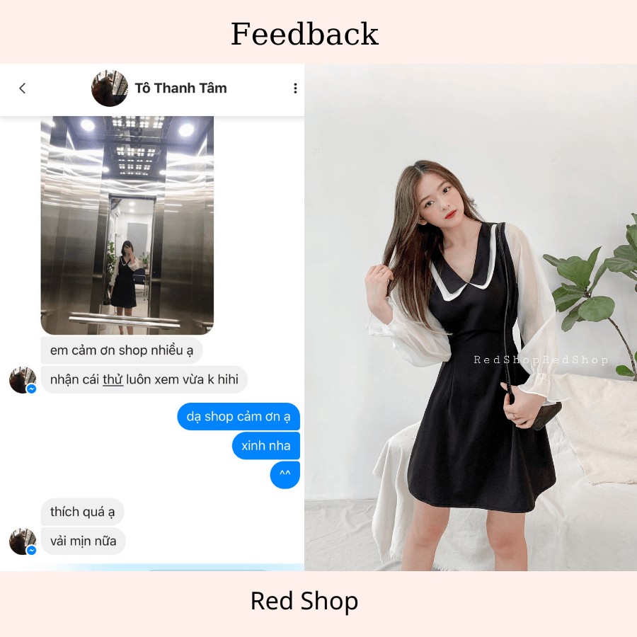 Đầm dáng suông chữ A bổ mảnh cổ hai lớp LUNA27801 Redshop Official Store