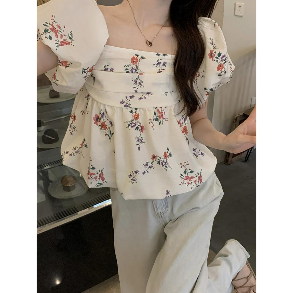 Áo Hoa Trễ Vai Dáng Ngắn Thời Trang Quyến Rũ 63453