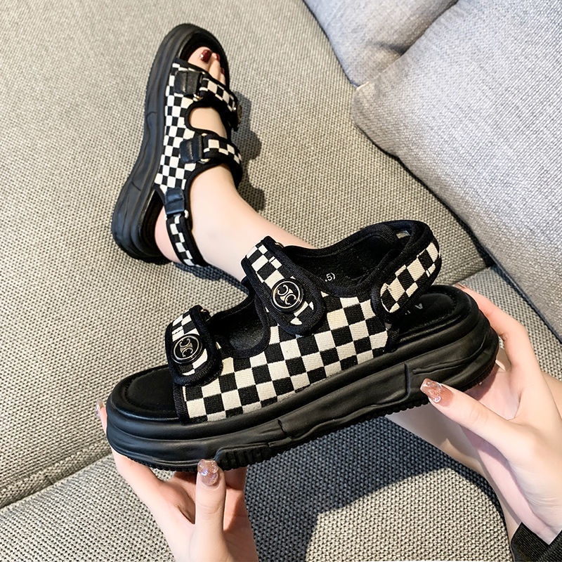 Giày Sandal Quai Dán Đế Dày Chống Trượt Phong Cách Hàn Quốc Mới Cho Nữ