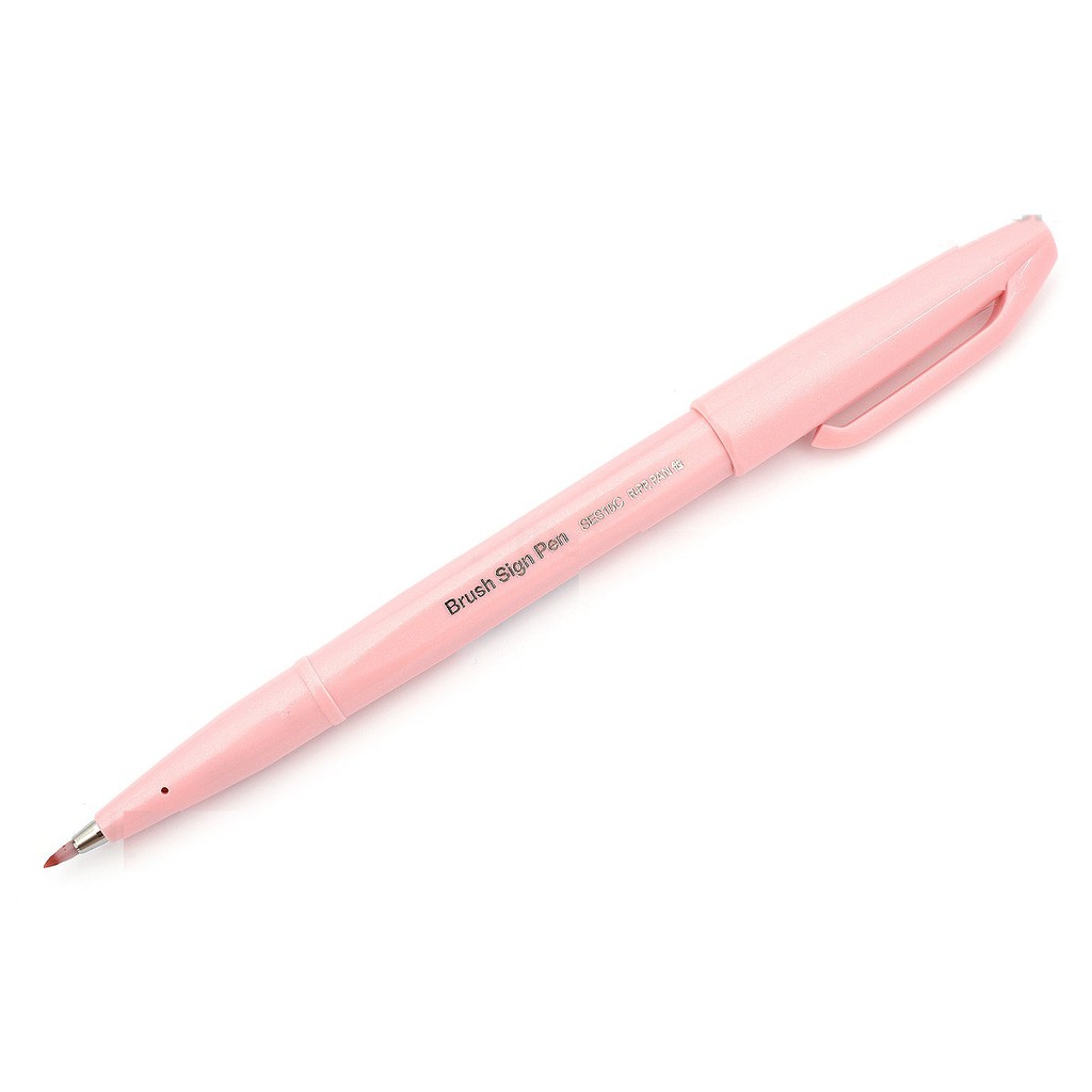 Bút lông đầu cọ viết calligraphy Pentel Fude Touch Brush Sign Pen - Màu hồng nhạt (Pale Pink)