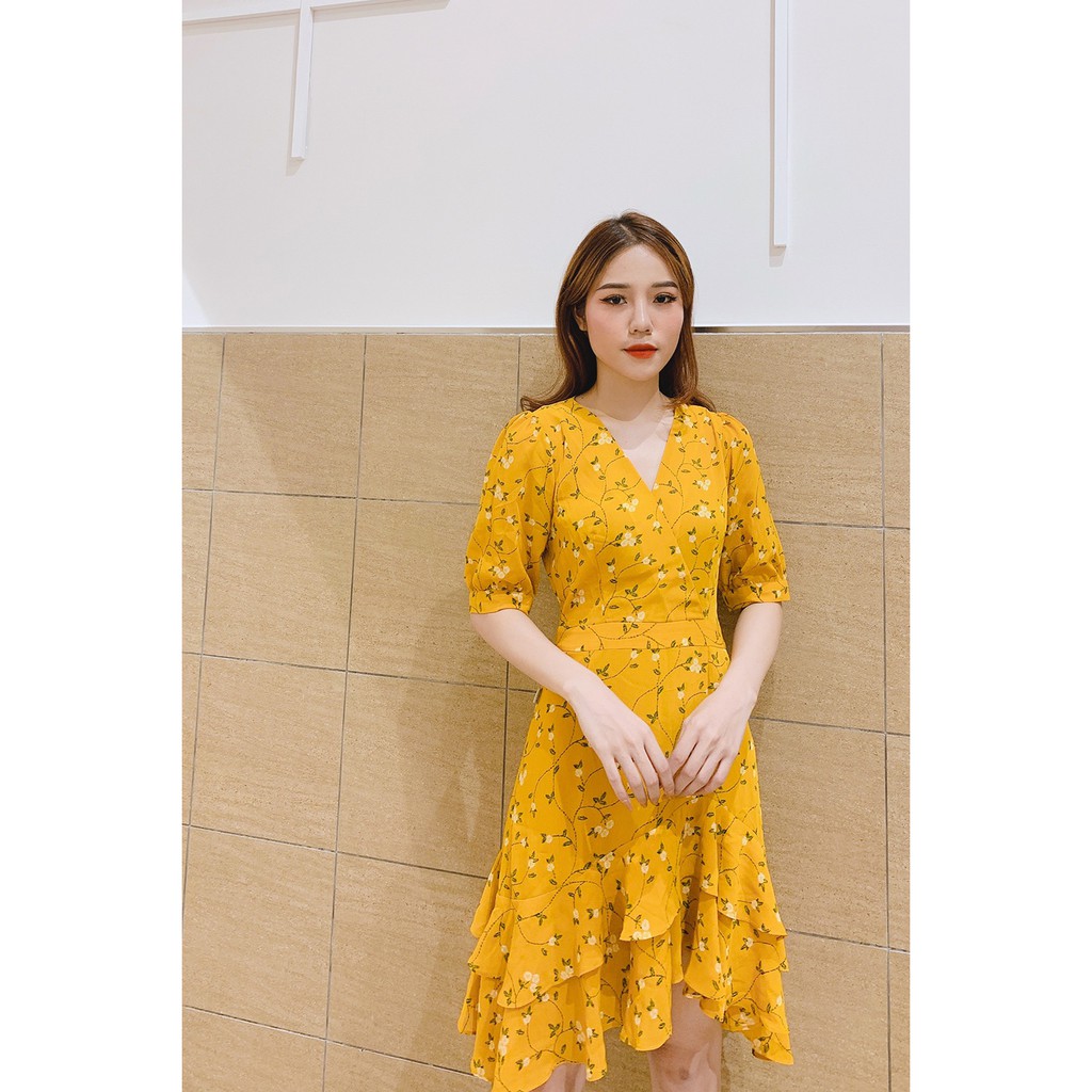 [Mã WABRWA15 giảm 15% đơn 300K] Đầm xòe ngắn tay vạt lệch 2 tầng bèo - 20Again - DEA0320 | BigBuy360 - bigbuy360.vn