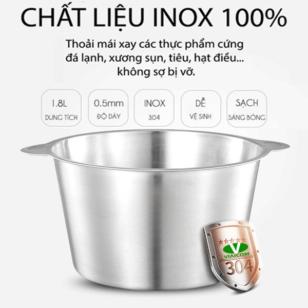 Máy Xay Thịt Inox, Cối Xay Thịt, Xay Thực Phẩm 3L,Chất Liệu Inox 304 Chuẩn, Siêu Bén, Siêu Tiện Dụng, Bảo Hành 12 Tháng