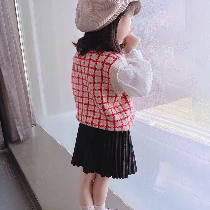 Áo vest Cô Gái Mới Đan Kẻ Sọc Hàn Quốc