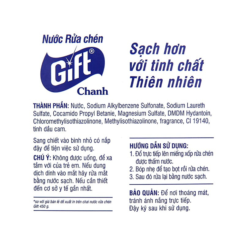 Nước Rửa Chén Gift 3,8Kg (Hương Chanh)