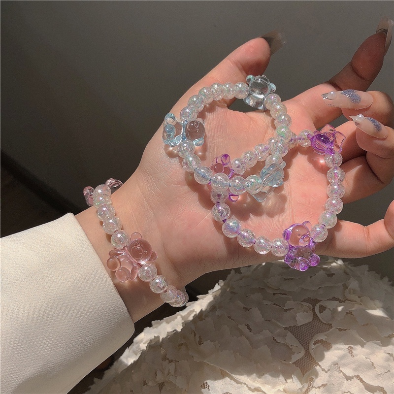 Vòng đeo tay trong suốt hình gấu hoạt hình dễ thương cho nữ