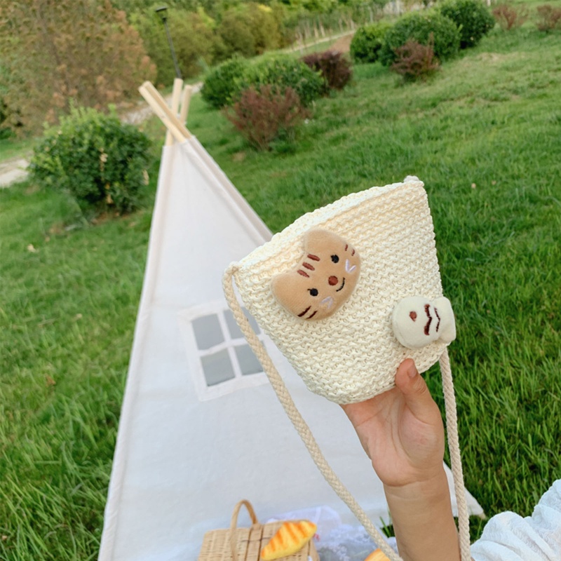Túi Đeo Vai Đan Rơm Có Khóa Kéo Thời Trang Mùa Hè Cho Bé Gái
