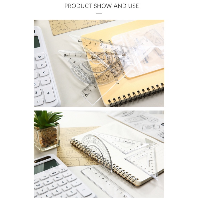 Bộ 4 thước đo M&G màu đen trong suốt  ARLN0450