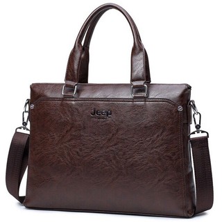 Túi xách cặp da đựng laptop công sở JEEP BULUO 38x28x6cm (Nâu đậm-Nâu sáng-Đen)
