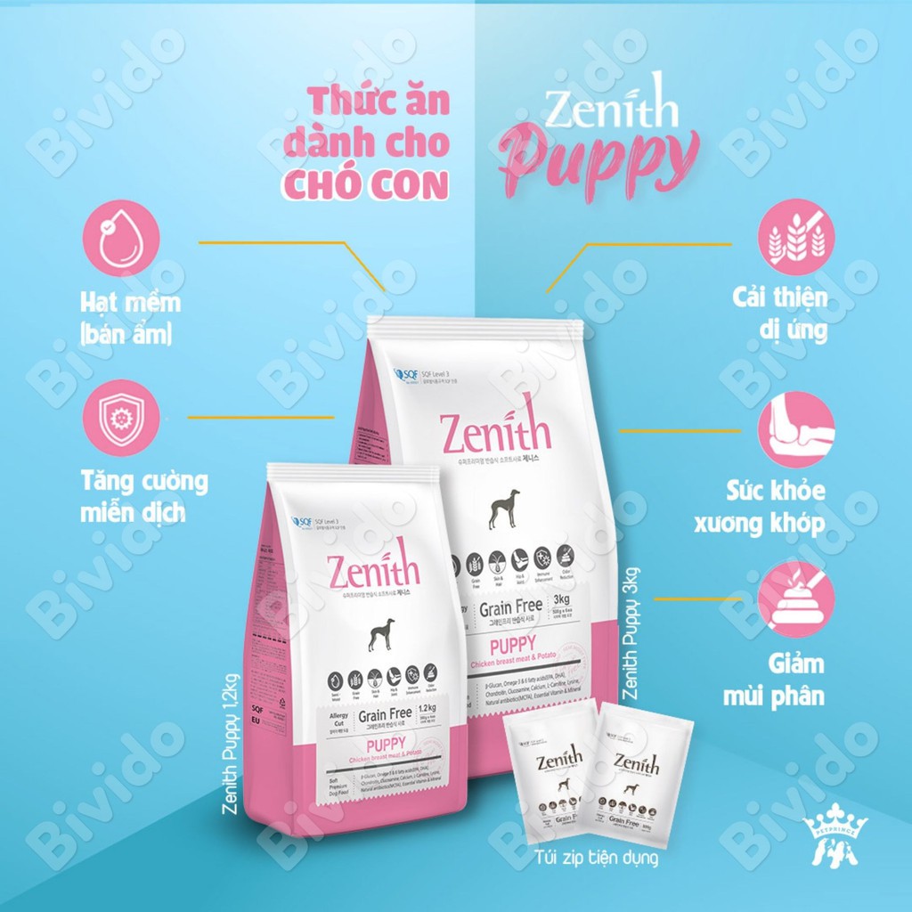 Thức ăn hạt mềm chó con Zenith puppy túi 300g - Bivido