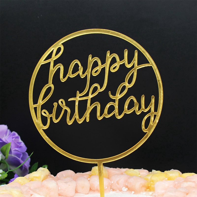 Glitter Happy Birthday Cake Topper Acrylic Letter Cake Top Flag Decor For Party Wedding Supplies /khuôn nướng/phòng bếp