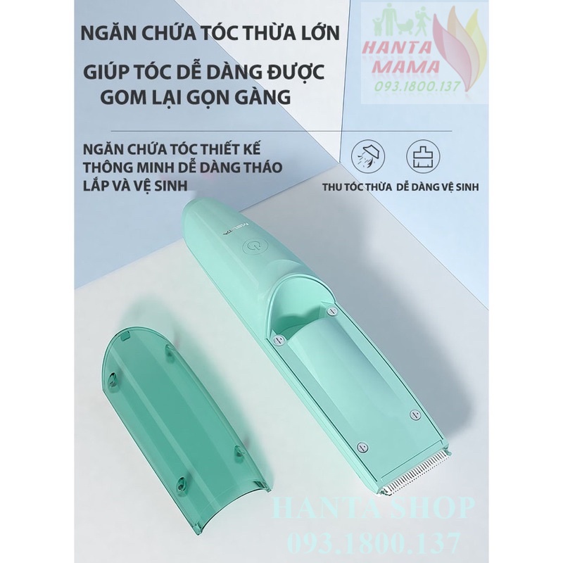 [FULL PHỤ KIỆN] Tông Đơ Cắt Tóc Cho Bé Misuta Hút Tóc Tự Động, Hoạt Động Êm Ái, An Toàn , Có Sạc Pin Rời Kèm Bộ Phụ Kiện