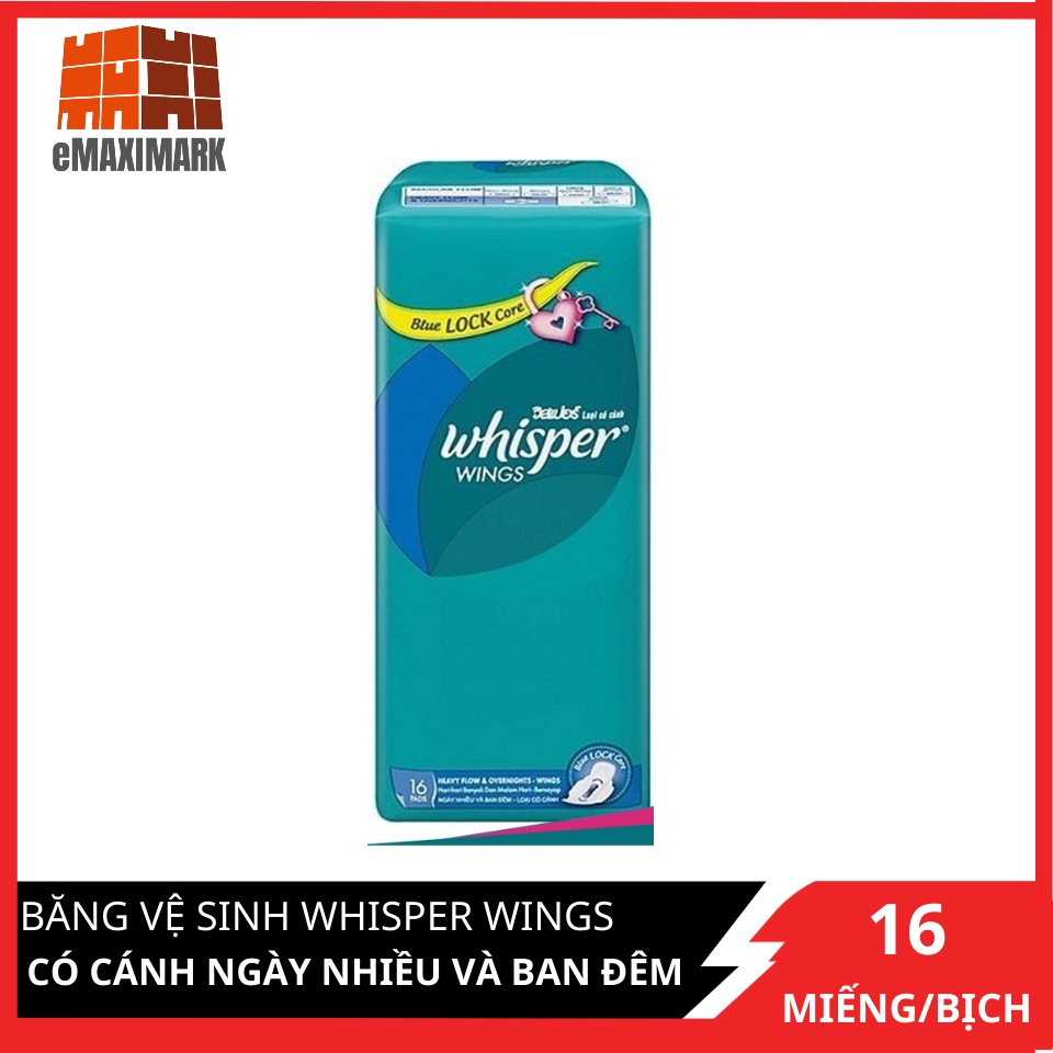 Băng vệ sinh Whisper Ngày nhiều & đêm 16 miếng