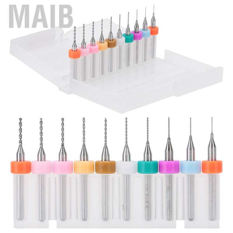 Set 10 Mũi Khoan Mini 0.3mm-1.2mm Dùng Để Sửa Chữa Điện Thoại / Đồng Hồ / Đồ Gỗ