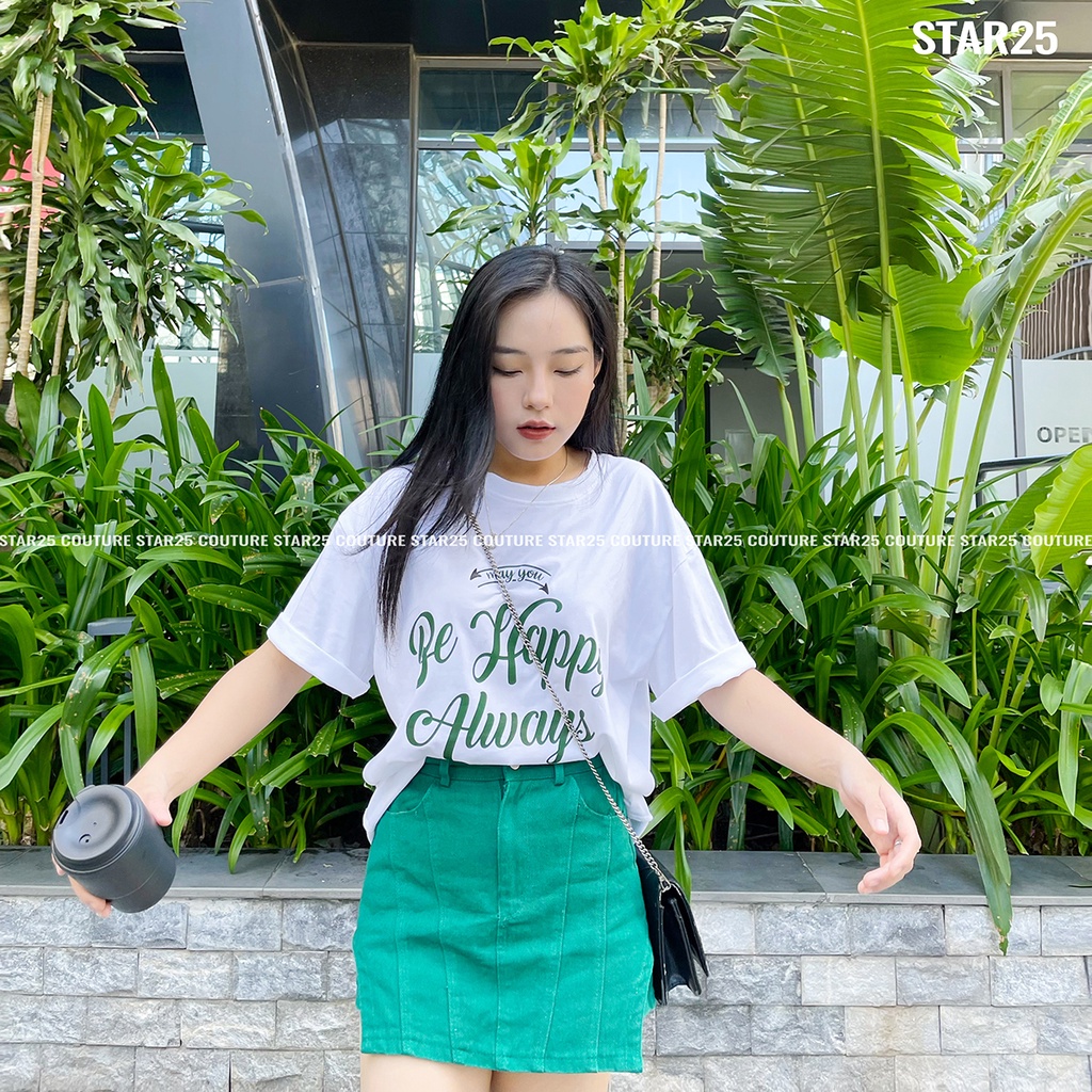 Áo thun unisex form rộng tay lỡ, Áo phông Unisex hàn quốc tay lỡ form rộng premium cotton Star25